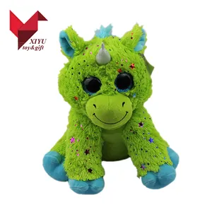 Custom Big Eyes Green Unicorn Stuffed Animal Plush Toy Sequin Unicorn Soft Toys para Baby Kids