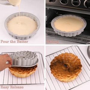 Moldes de Silicona para Pastel con Forma de Flor, 3 Piezas, Grandes, Redondos, Antiadherentes, para Pan, Tartas, Gelatina, Rosa, Girasol, Crisantemo - Product Image 5