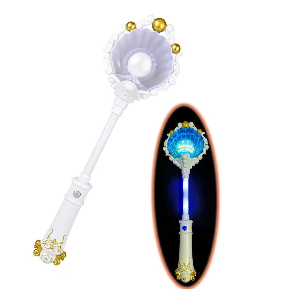 Chaud Clignotant Led Princesse Spinner Baguette Glow Light Up Shell Wand Fille Sirène Spinning Light Wand