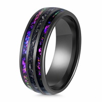 Bague en acier tungstène pour homme, opale, fibre de carbone, météorite, plaqué noir, haute dureté, bijoux tendance