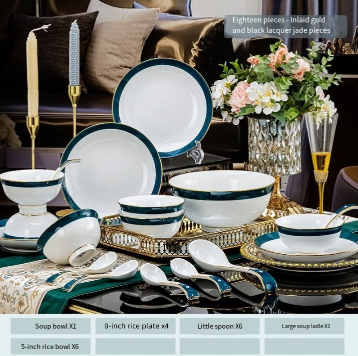 Bone China Ceramic Plates Spoons Tableware New Chinese Style
