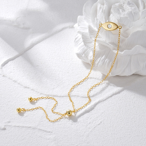 กำไลข้อมือ CANNER รุ่น New Diamond Evil Eye ชุบทอง 18k เงินแท้ 925 ประดับลูกปัดรูปดวงตา พร้อมเชือกปรับขนาดได้ สำหรับผู้หญิง - Product Image 4