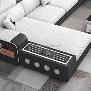 مواد قماشية عالية الجودة كرسي كسول متعدد الاستخدامات مقسم 7 مقاعد مع تخزين مكبر صوت بلوتوث غرفة المعيشة - Product Image 4