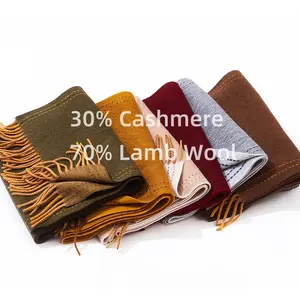 Fashion Premium 30% cashmere 70% wool scarves shawls unisex winter double side wool tassel long scarf Valentine's Day gift