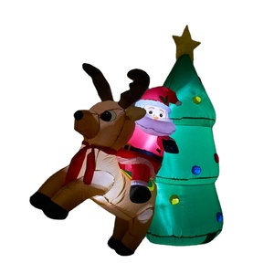 <b>Outdoor</b> Holiday Decoration Inflatables 5FT Inflatable Santa Claus Rides a <b>Reindeer</b> with Christmas Tree - Product Image 5