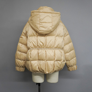 Veste matelassée en duvet d'oie dorée pour femmes, manteaux d'hiver, veste à capuche chaude à fermeture éclair - Product Image 3