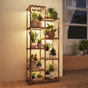 <b>Plant</b> <b>light</b> and flower stand, multi-tiered <b>plant</b> stand with casters, floor-standing flower pot stand, living room green <b>plant</b> - Product Image 4