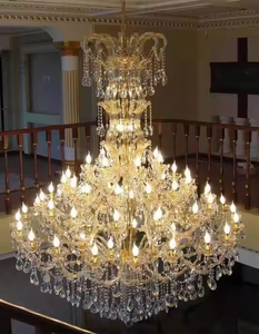 Đèn Chùm Pha Lê Trần Đỏ Châu Âu và chuông rõ ràng 36 ánh sáng sang trọng phòng khách phong cách lâu đài trang trí đèn - Product Image 4