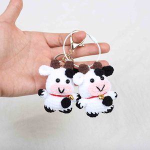 Car Cute Knitted Cow <b>Plush</b> Keychain Weaving Crocheted Handmade Knit Knitting Amigurumi Crochet Animal Toys Doll Cows Key Chains - Product Image 1