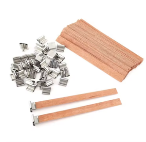 Mèches de bougies en <span class=keywords><strong>bois</strong></span> plates monocouche de haute qualité, taille personnalisée, bougies de soja sans fumée - Product Image 1