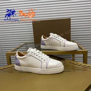 Zapatillas bajas de cuero blanco para mujer con detalles morados, zapatos casuales con cordones - Product Image 1