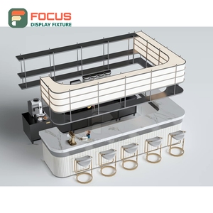 Exhibidor de Productos de Café de Gran Formato, Acabado en Roble Natural, Diseño de Esquina, Exhibidor de Productos para Cafetería - Product Image 4