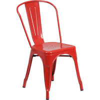 Chaise Tollix empilable rouge en fer forgé, style vintage français, robuste, pour café, bistrot, restaurant, hôtel