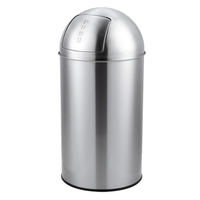 Poubelle à ouverture par pression en acier inoxydable de 13 gallons pour usage commercial extérieur, hôtel, espace public