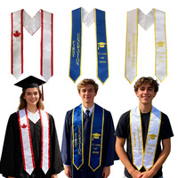 Écharpe de graduation personnalisée en satin brodé avec logo et texte dorés
