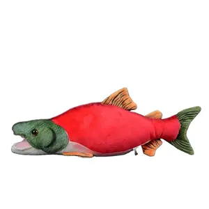 Mainan Boneka Salmon Panjang 40CM Hidup Asli Sockeye Mainan Mewah Hewan Laut Redfish Manusia Hidup Hadiah untuk Anak-anak