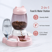 Distributeur d'eau et de nourriture interactif automatique 2-en-1 pour animaux de compagnie, en plastique, 2,2 L, recharge automatique par gravité, fonctionnement manuel, pour chat et chien, remplaçable