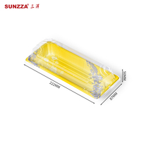 Sunzza paquete OEM y ODM amarillo desechable blister plástico PET sushi caja de embalaje