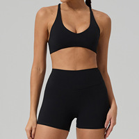 Ensembles de yoga pour femmes effet seconde peau, dos ouvert, séchage rapide, respirants, en polyester/nylon, taille haute, tenues de fitness pour la course et le sport