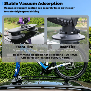 <span class=keywords><strong>Portabicicletas</strong></span> de Succión al Vacío, Instalación Rápida, Alta Velocidad, Seguro, Doble Ventosa, Aleación de Aluminio, Certificado CE, Compatible con Todas las Bicicletas Planas - Product Image 4