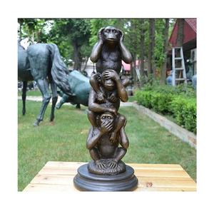 Escultura de jardín al aire libre, estatua de bronce de <span class=keywords><strong>Tres</strong></span> <span class=keywords><strong>Monos</strong></span> <span class=keywords><strong>Sabios</strong></span> sentado en el banco, a la venta - Product Image 6