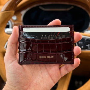 Porte-cartes en cuir italien bordeaux Hiram Beron, étui à cartes tendance, cuir véritable, produit de luxe, cadeau - Product Image 1