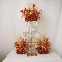 Décoration de table de mariage moderne de luxe, centre de table en cristal/acrylique, support à fleurs en métal doré, décoration de fête