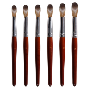 Pinceau à ongles en acrylique Kolinsky Sable 20%-100% Taille 14-24, virole ronde, manche en bois rouge pour le soin des ongles - Product Image 5