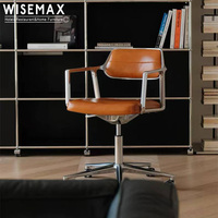 WISEMAX FURNITURE Chaise de bureau pivotante en cuir de style nordique pour la maison et le bureau, chaise de bureau ergonomique pour la salle d'étude