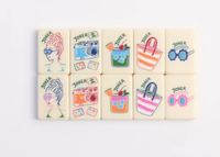 Набор для путешествий Mini Miss Out of Office Travel Mahjong с плитками в стиле тропического пляжа и фруктов, складной, современный, роскошный, ультратонкий