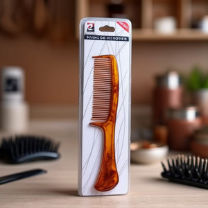 Pettine per capelli in plastica Mnj, colore ambra, stile piatto, per uso quotidiano, confezione da 12 pezzi, ref 19932 - Product Image 3