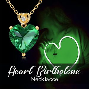 Collar de Oro de 14K con Doble Corazón Entrelazado, Colgante de Esmeralda Tallada en Forma de Corazón, Piedra de Nacimiento de Mayo, Joyería Bohemia con Gemas, Regalo para Damas - Product Image 5