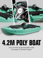 Bateau de pêche électrique à moteur hors-bord personnalisé OEM ODM de haute qualité avec coque en HDPE stable, capacité de 1000 kg, pour eau douce et rivière