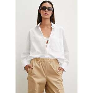 Camisa de Popelina de Corte Regular para Mujer Mango, Blusa Blanca Minimalista con Botones para Uso Diario - Product Image 6