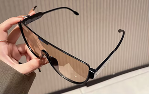 Lunettes de soleil demi-cerclées sans monture, teinte orange, unisexe, surdimensionnées, protection UV400, confortables, en stock usine, vente en gros - Product Image 6