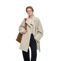VEGA CHANG Nouveau style Manteau d'hiver épais et élégant, polyvalent, à revers asymétrique, en laine pêche clair