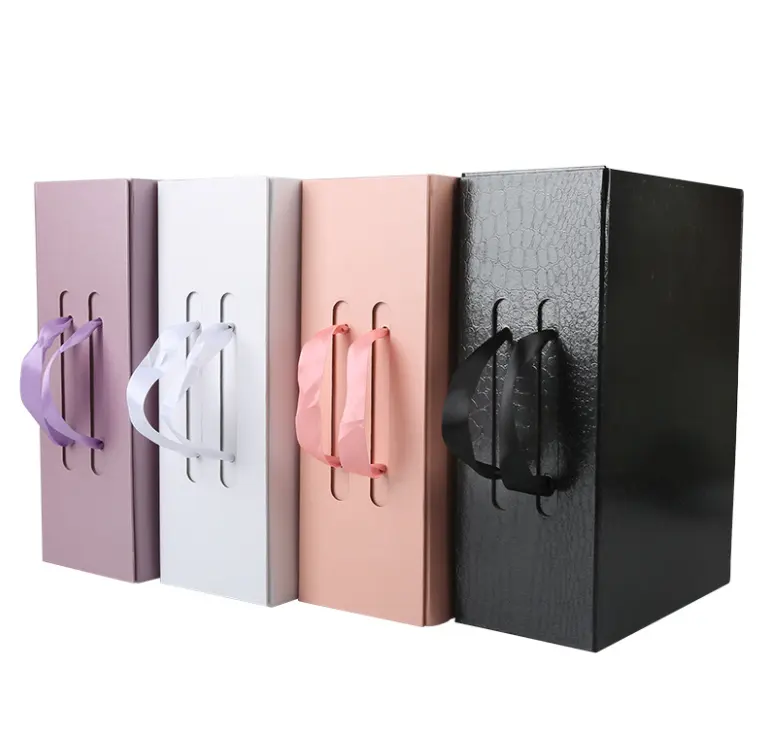 Custom Rigid Foldable Cardboard Magnetic Packaging Collapsible flat fold Folding packaging Hat Shoe Sock Gift Box With Ribbon