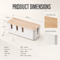 Boîte de rangement pour câbles en bois avec cadre en bambou, ABS, vente en gros, export