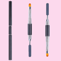 Meilleure Vente Pinceau Professionnel Double Tête pour Nail Art, Manche Métallique, Stylo de Manucure pour Peinture Acrylique, Logo Personnalisé pour Vernis à Ongles