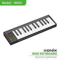 KONIX Keyboard elektronik, layar LED 25 tombol MIDI alat musik komputer arranger piano elektronik