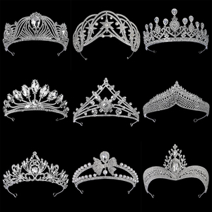 ขายส่งเงินคริสตัลG Litter Tiara Rhinestoneแถบคาดศีรษะจํานวนมากผู้หญิงสุภาพสตรีพรรคประกวดมงกุฎเจ้าหญิงวันวาเลนไทน์ - Product Image 1