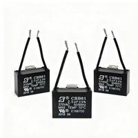 Condensateur de marche pour moteur AC à film mince métallisé CBB61 2.5UF 3.5UF 3UF 250V 370V 450V 50Hz/60Hz avec fils de 10cm et 3cm de longueur