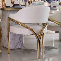 Chaise de salle à manger haut de gamme de style nordique en acier inoxydable avec dossier en velours pour la maison, le bureau, la villa, l'hôtel - Vente en gros