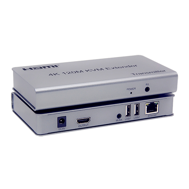 4K 30Hz Metal HDMI 120M KVM Extender HDMI Transmitter Receiver Support IR, Keyboard and Mouse