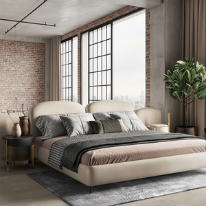 Letto Matrimoniale Minimalista Italiano con Opzioni Multi-misura Origine Guangdong Stile Baxter Letto in Pietra con Rivestimento in Tessuto e Pelle - Product Image 3