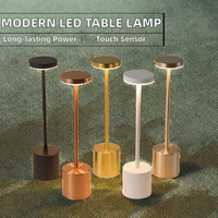 Lampe de table LED pour restaurant, lumière de dîner décorative pour bar, interrupteur tactile moderne, rechargeable, abat-jour en métal, intensité réglable