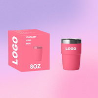Tasses de voyage empilables en acier inoxydable à double paroi de 8 oz, personnalisables en gros, avec isolation sous vide pour la rentrée scolaire