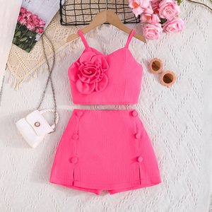 Conjuntos de Ropa de Verano Elegantes y Lindos para Niñas, Dos Piezas, Transpirables, con Flores, para Fiestas, de 6 Meses a 5 Años - Product Image 1