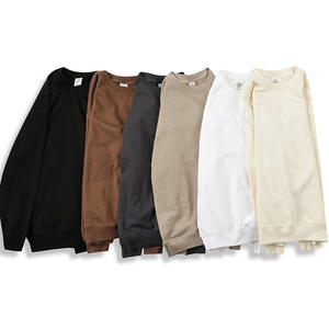 Pull en coton molletonné pour homme AG1026, version grande taille, col rond, couleur unie, épaules tombantes, broderie - Product Image 2