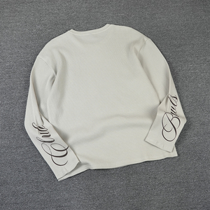 Tshirts Wholesale Graphic <strong>T</strong>-<strong>shirts</strong> <strong>White</strong> Cotton Custom <strong>Long</strong> <strong>Sleeve</strong> Waffle <strong>t</strong> <strong>Shirt</strong> for Men - Product Image 2